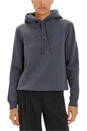 Calvin Klein Hoodies, female, , XS, Grey Hooded Sweatshirt with Long Sleeves