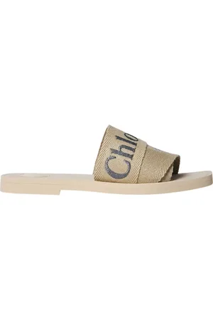 Chloé Logo-print Linen Blend Woody Sandals