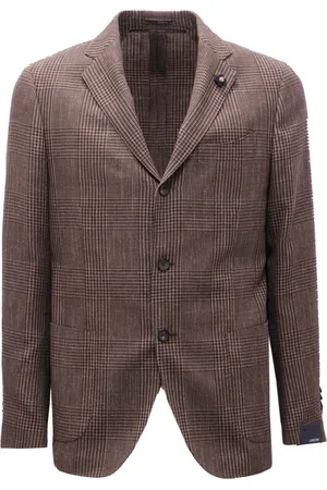 LARDINI Blazers, male, , L, Wool Blend Summer Jacket Plaid Style