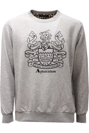 Aquascutum Sweatshirts, male, , L, Grey Melange Cotton Sweatshirt