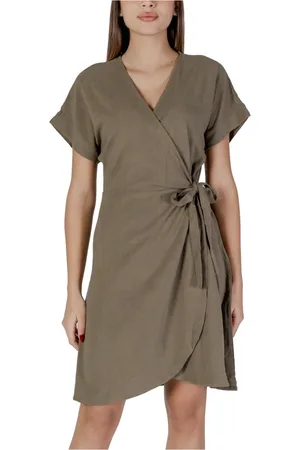 B YOUNG Linen-Blend V-Neck Dress