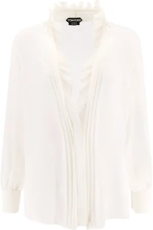 Tom Ford Blouses, female, , S, Silk V-Neck Long Sleeve Shirt