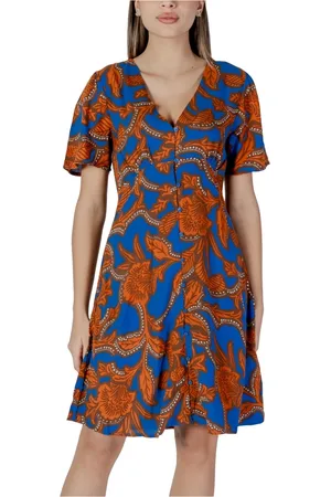 B YOUNG Short Dresses, female, , L, Blue Print V-Neck Buttoned Shorts