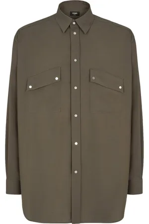 Fendi Casual Shirts, male, , L, Wool Button-Up Shirt