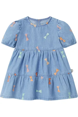 Stella McCartney Chambray Denim Dress with Multicolor Bows