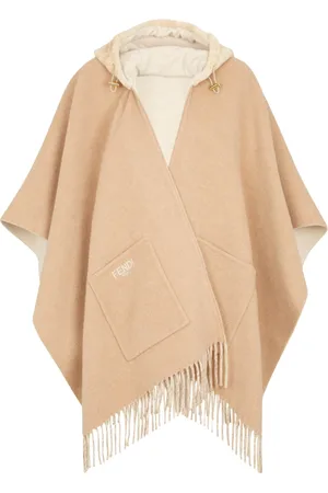 Fendi Luxury Shearling Hooded Poncho
