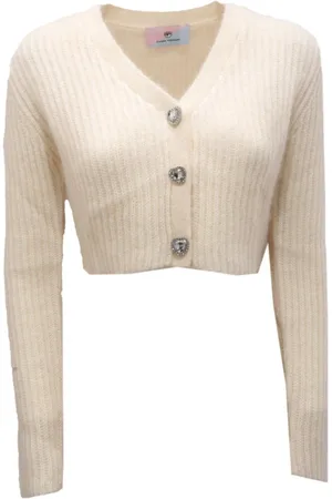 Chiara Ferragni Cardigans, female, , XS, Cropped Mohair Cardigan Top Off