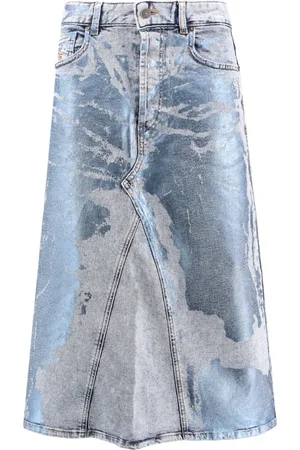 Diesel Denim Skirts, female, , W26, Laminated Print Denim Skirt