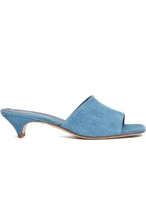 HALMANERA Heeled Mules, female, , 4 1/2 UK, Denim Slide Sandals Azzurro Ss25