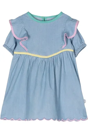 Stella McCartney Dresses, female, , 3 Y, Cotton Chambray Dress with Ruffles