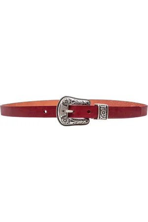 Golden Goose Belts, female, , 95 CM, Vintage Cherry Leather Belt with Silver Buckle