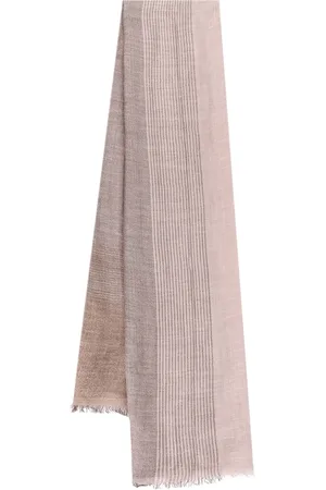 Brunello Cucinelli Silky Scarves, male, , ONE SIZE, Striped Fringed Scarf Made in Italy