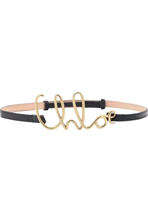 Chloé Leather Belt with Metal Logo Detail