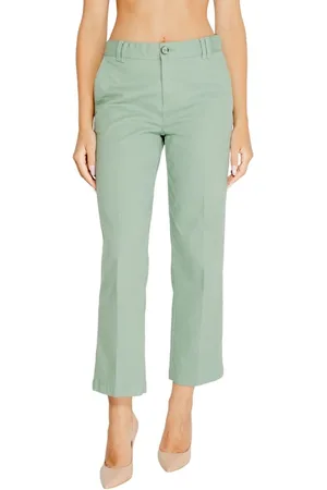 Street one Cropped Trousers, female, , S, Turquoise Cotton Jeans & Trousers