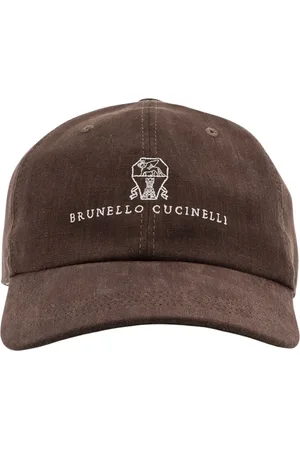 Brunello Cucinelli Caps, male, , M, Embroidered Logo Linen Hats