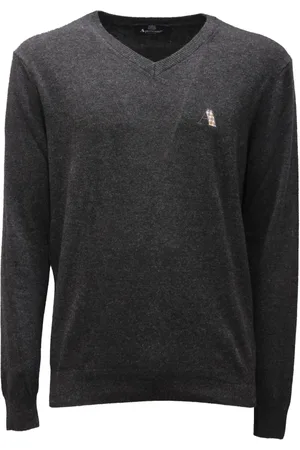 Aquascutum Dark Grey V-Neck Wool Jumper