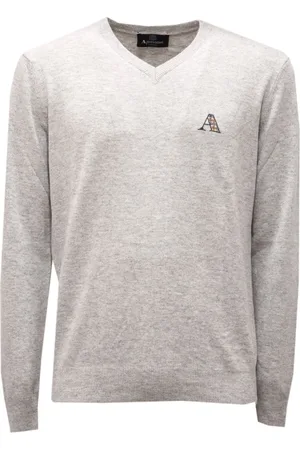Aquascutum Grey V-Neck Wool Jumper