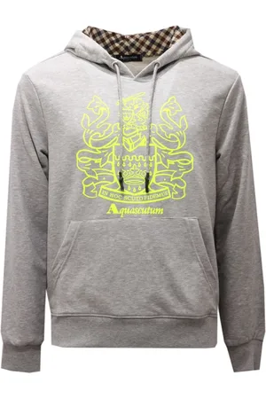 Aquascutum Hoodies, male, , M, Grey Cotton Hoodie Sweatshirt