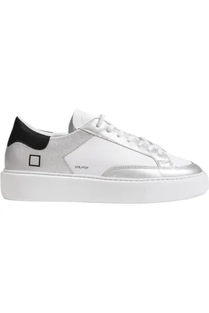 D.A.T.E. Silver Leather Trainers with Rubber Sole
