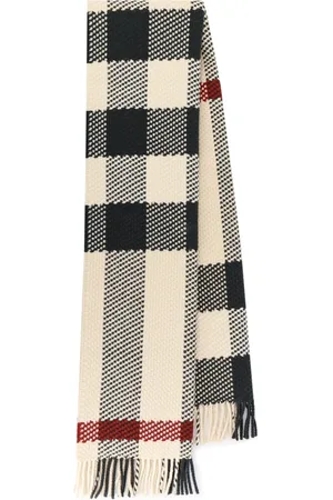 Burberry Check Fringed Wool Scarf