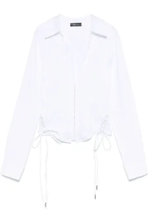 MUGLER Shirts, female, , M, Lace-Up V-Neck Shirt