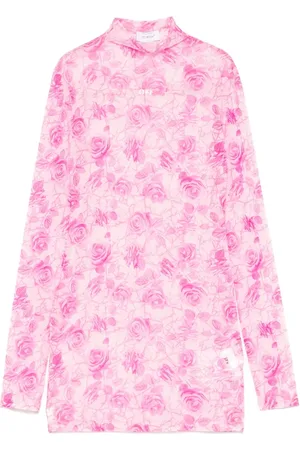 OFF-WHITE Short Dresses, female, , XS, Floral Print Mock Neck Dress