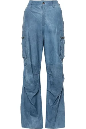 SALVATORE SANTORO Wide Trousers, female, , S, Grained Texture Cargo Trousers Steel