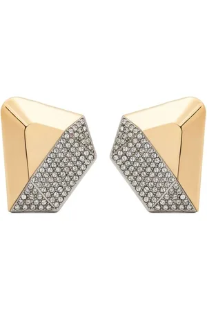 Amina Muaddi Crystal Drop Earrings with Button Fastening