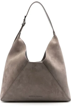 Brunello Cucinelli Shoulder Bags, female, , ONE SIZE, Taupe Suede Shoulder Bag