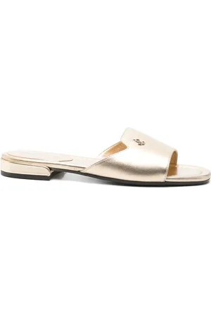 Jimmy Choo Gold-tone Block Heel Shoes