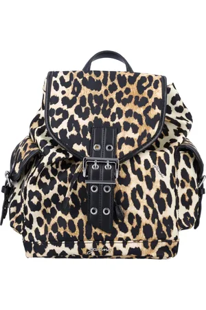 Ganni Backpacks, female, , ONE SIZE, Leopard Print Backpack Handbag