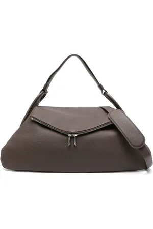 Amina Muaddi Coffee Shoulder Bag with Flap