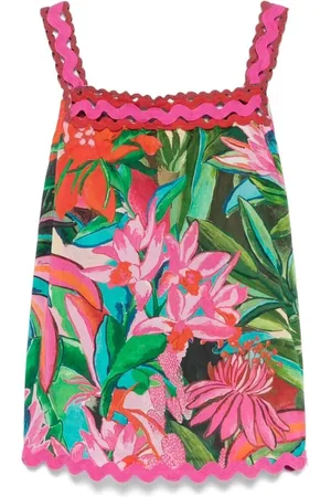Farm Rio Sleeveless Tops, female, , XS, Floral Print Button-Up Top
