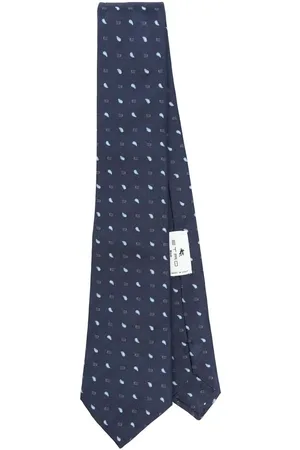 Etro Ties, male, , ONE SIZE, Navy Patterned Jacquard Tie