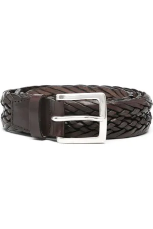 Orciani Braided Leather Belt with Silver Buckle