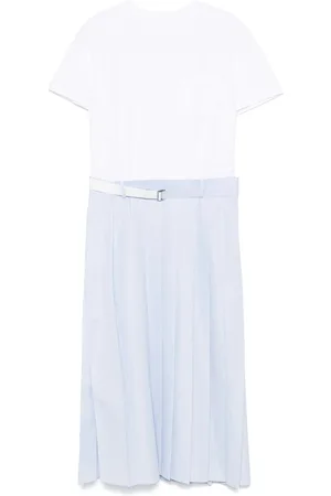 SACAI Belted Waist Dress Short Sleeves
