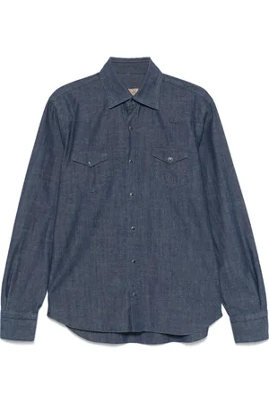 BARBA Indigo Press-Stud Shirt