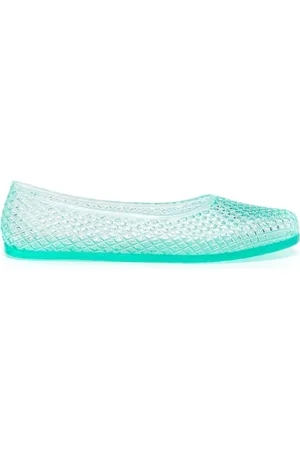 Ancient Greek Sandals Ballerinas, female, , 6 UK, Perforated Aqua Slip-On Sandals