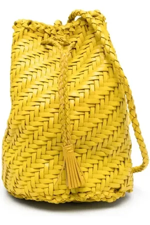 Dragon Diffusion Chartreuse Leather Drawstring Bag with Tassel
