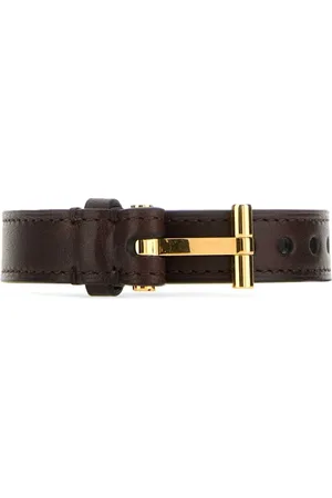 Tom Ford Dark Leather T Bracelet