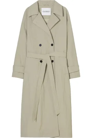 Closed Trench Coats, female, , S, Beige Double-Breasted Outerwear with Belted Cuffs