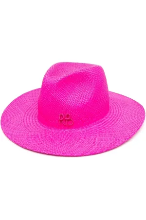 Ruslan Baginskiy Fuchsia Embroidered Straw Hat