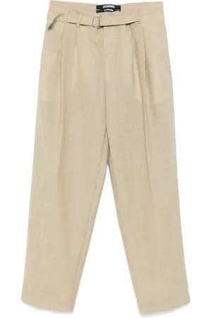 Jacquemus Beige Belted Waist Trousers
