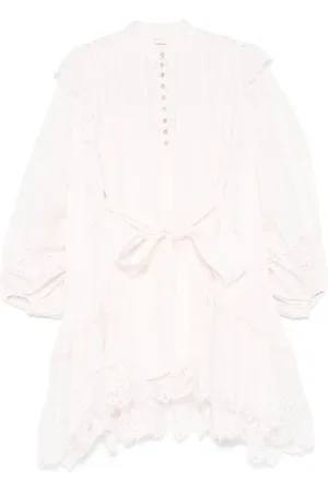 ZIMMERMANN Party Dresses, female, , M, Lace Dress with Crystal Buttons