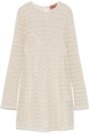 Missoni Knitted Dresses, female, , S, /Silver Round Neck Long Sleeve Dress