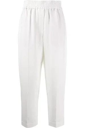 Brunello Cucinelli Cropped Trousers, female, , S, Elasticated Waistband Tapered Leg Trousers