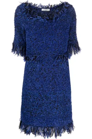 CHARLOTT Royal Fringe Trim Wool Dress