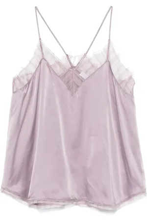 IRO Sleeveless Tops, female, , 2XS, Lace Trim V-Neck Camisole Top