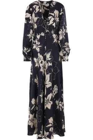 RAQUEL DINIZ Maxi Dresses, female, , XS, Silk Floral Print V-Neck Dress