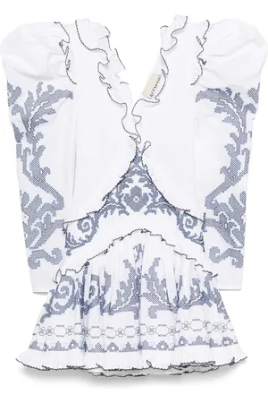 ALÉMAIS Short Dresses, female, , XS, Embroidered Bishop Sleeve Dress